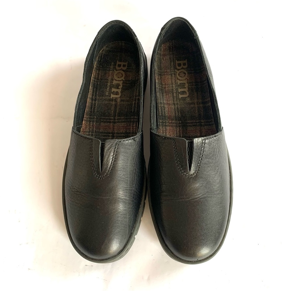 BORN CONGO BLACK LEATHER SLIP-ON COMFORT SHOES LOAFERS. Sz6.5